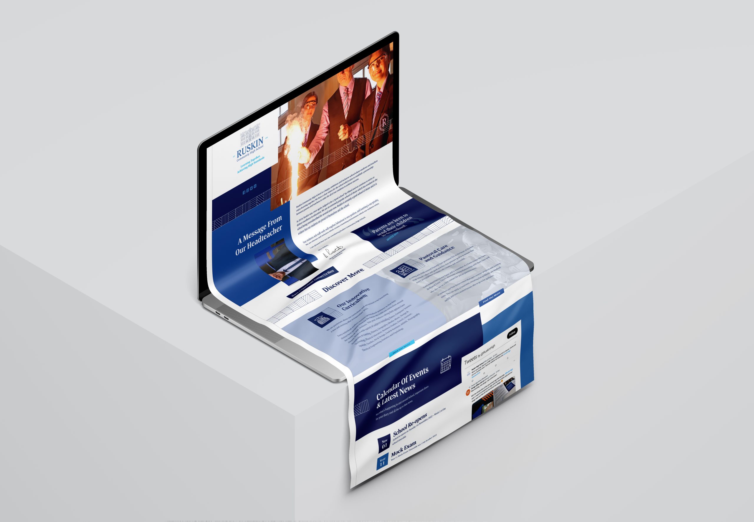 mockup image of a school website we produced at our web design agency in cheshire