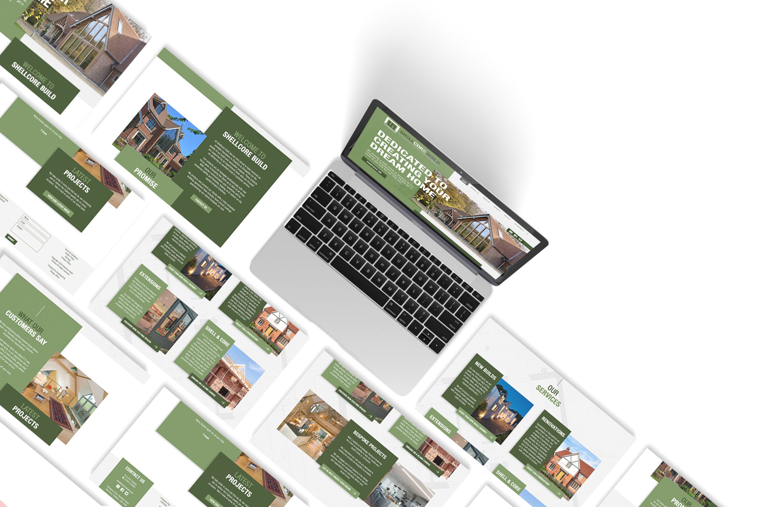 large image displaying mock ups of shellcore build a recent website launched by our Cheshire web design agency