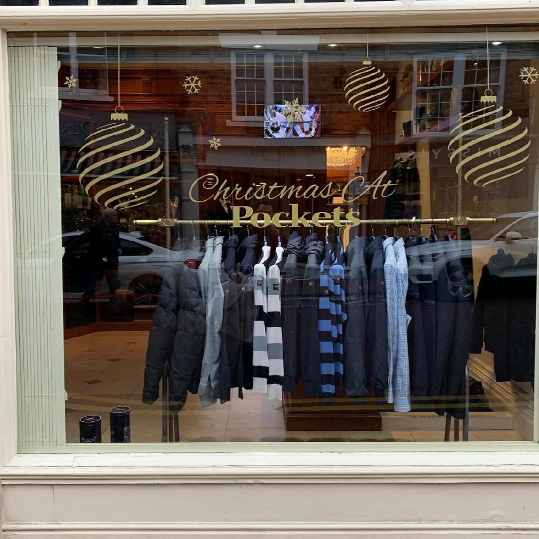 Simple/Modern Window Graphic in Gold Lettering