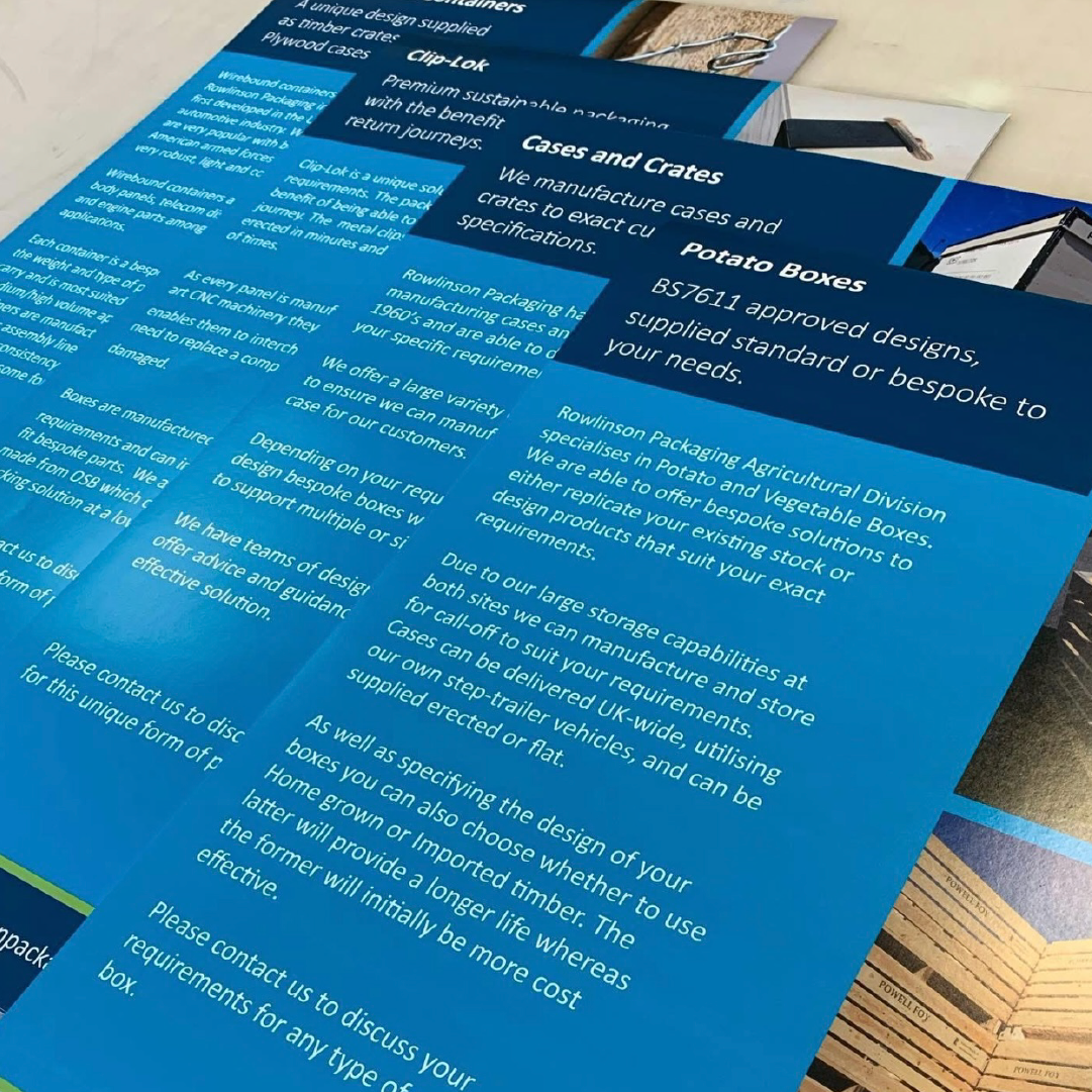Four Bespoke Branded Posters in Rowlinsons Packaging Colours