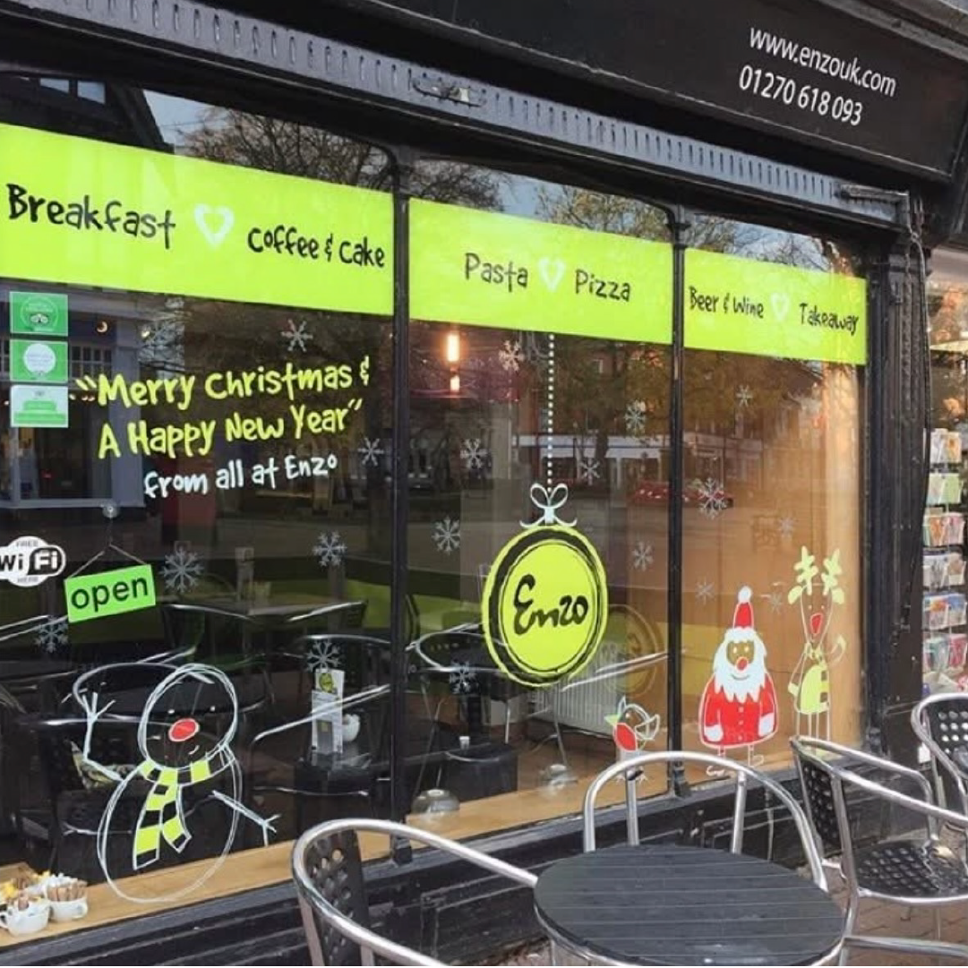 Bright Green Window Graphics on Cafe shop Front
