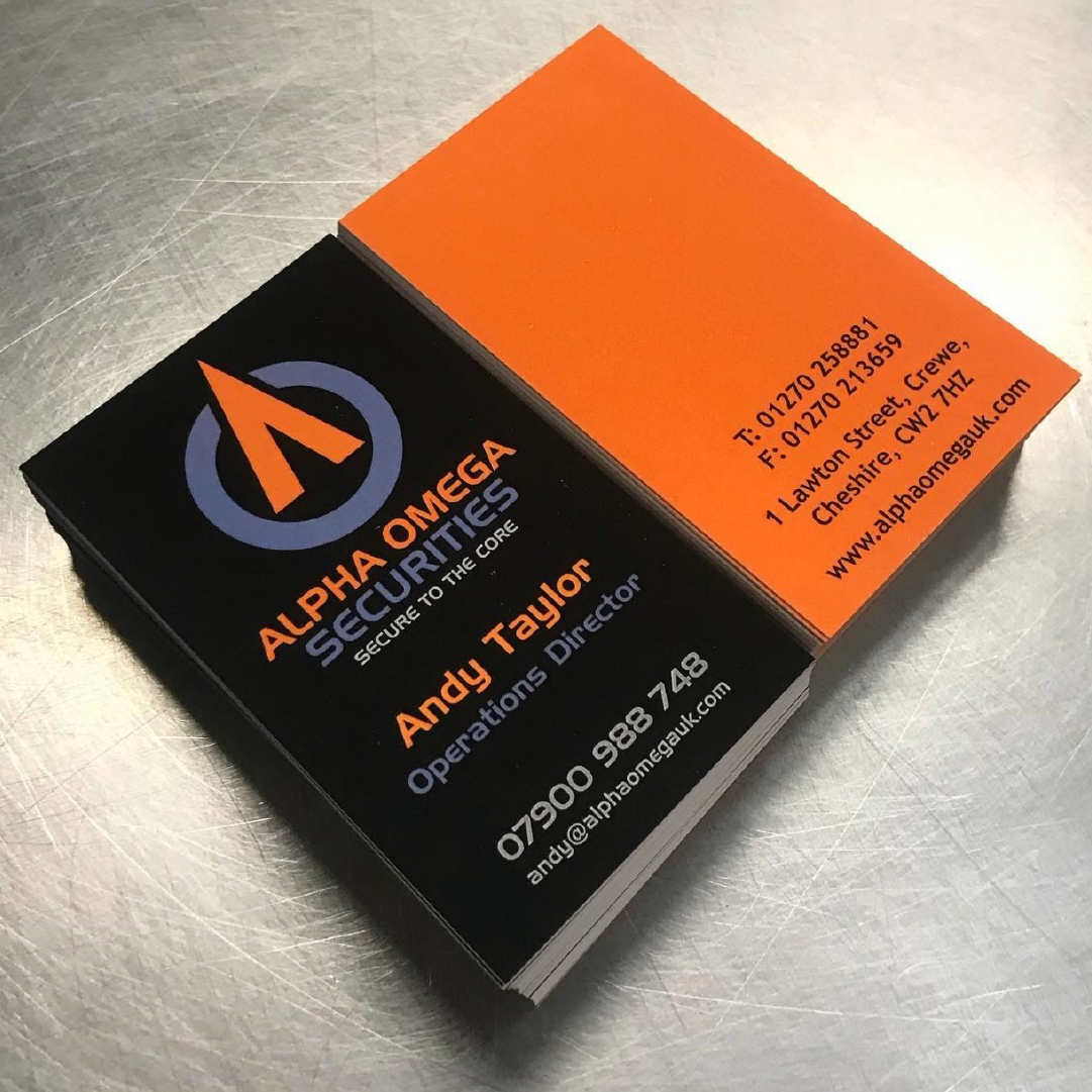 Bespoke Branded Business Cards for Alpha Omega